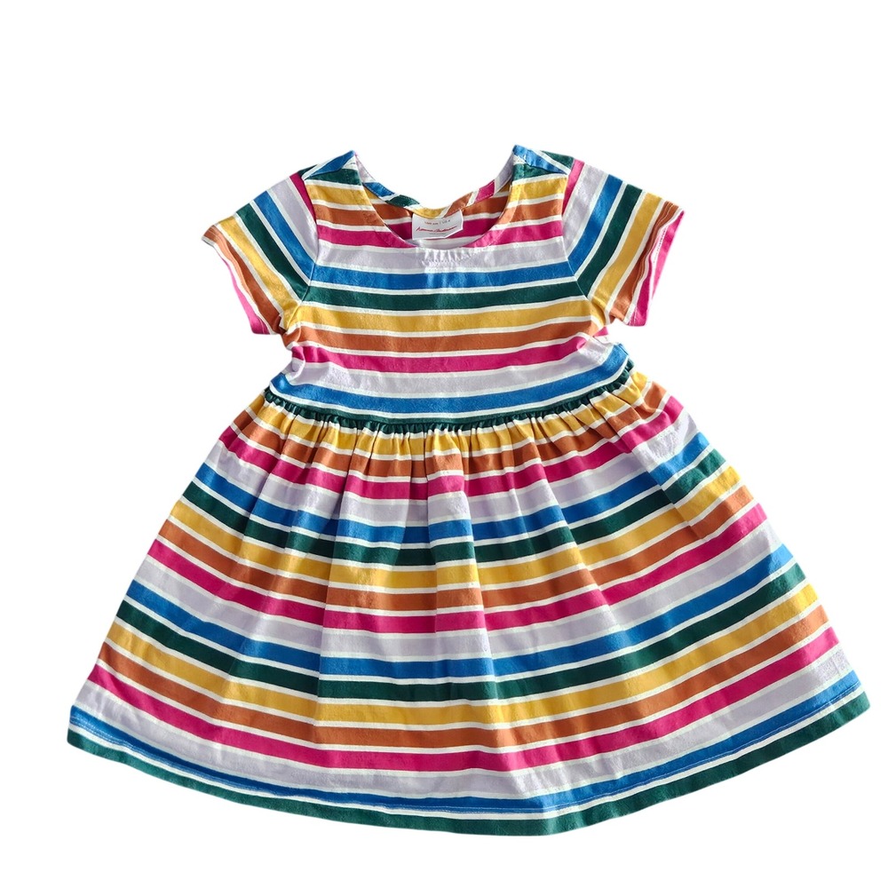 Hanna Andersson Girls Rainbow Stripe Cotton Skater Twirl Dress Multicolor US 4